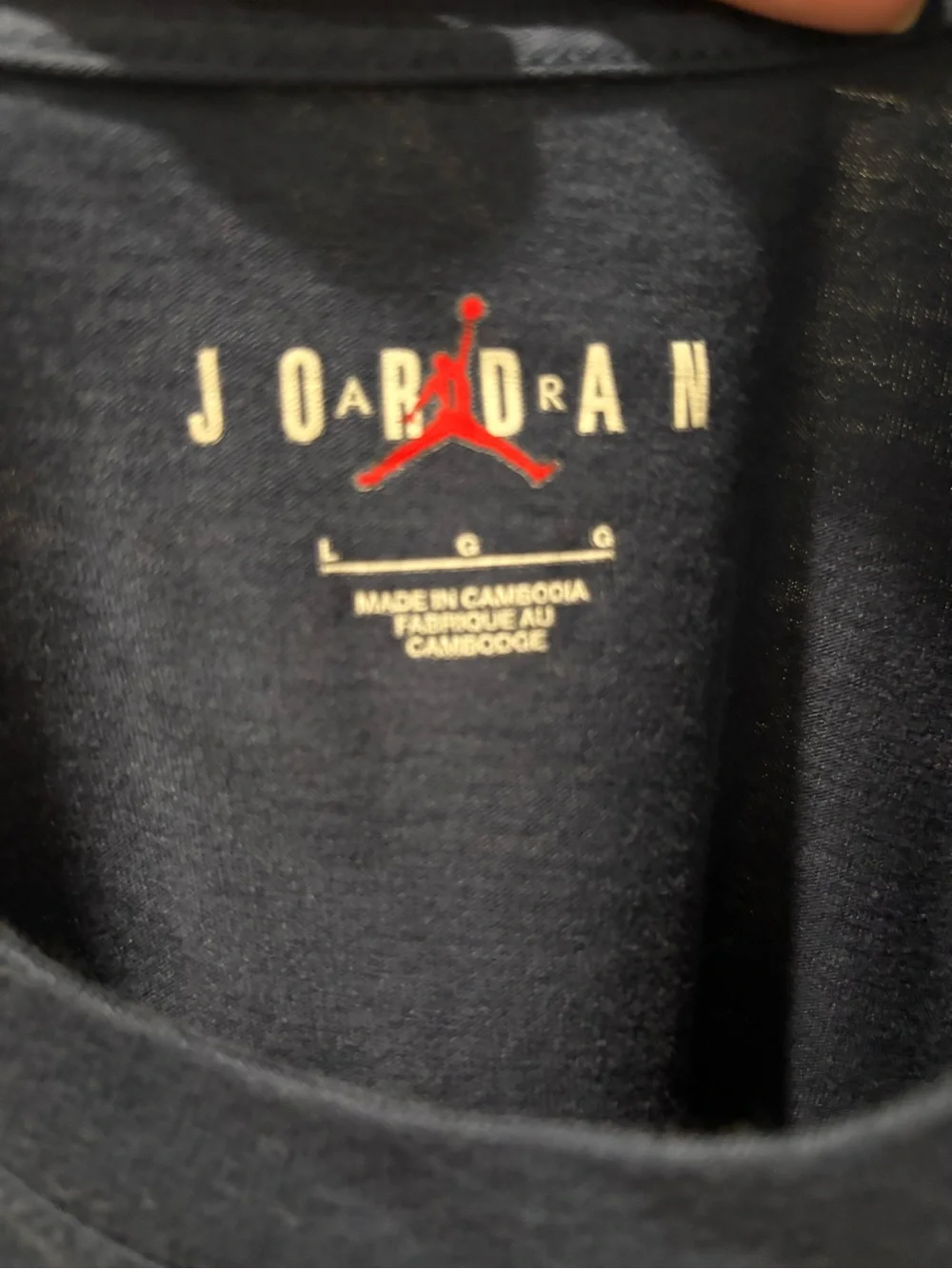 Jordan Navy Short Sleeve Graphic Tee with White Print
